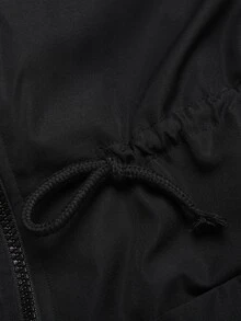 SHEIN 少女休閒愛心印花保暖內裡連帽派克夾克外套，秋冬返校季適用 - 黑色 - 查看 8