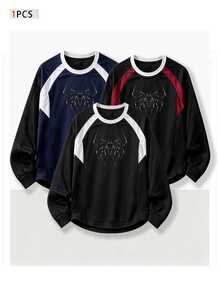 Gym Rark Men's Spider Print Contrast Color Long Sleeve Loose Fit Sports T-Shirt - Black - View 1