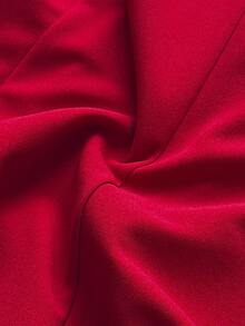 NU&NOW Plus Size Ruched Bodycon Blazer Collar Sexy Elegant Dress Fall - Burgundy - View 7