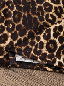 Young Girl Leopard Print Mesh Patchwork Casual Daily T-Shirt - Black - View 8
