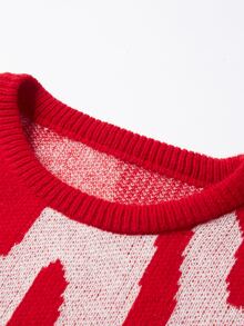 Manfinity Hypemode Men's Crew Neck Long Sleeve Graphic Detail Casual Sweater, For Fall Winter - Red - View 5