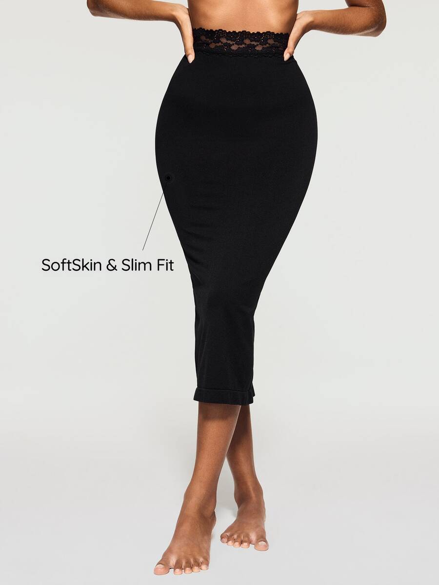Ocili 1pc Lace Trim Lightweight Comfortable Half Slip Dress Skirt Inner Layer Suitable For Daily Wear - Black - View 1