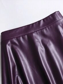 Femmeverse 大尺碼時尚通勤純色秋季裙 - 紫色 - 查看 5