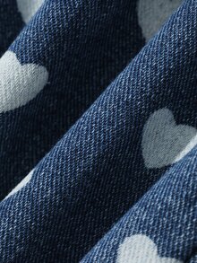 Dazy Kids Girls' Loose Casual Heart Pattern Korean Style All-Season Denim Pants - Blue - View 8