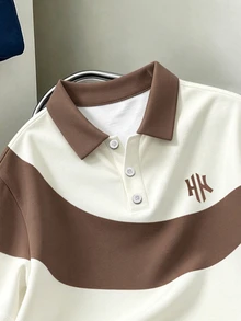 Daypath Brown And Beige Color-Block Short Sleeve Polo Shirt With Button Placket And Regular Fit - Multicolor - View 4