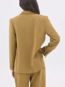 KÆRIA Hus Blazer Berkancing Tunggal - Potongan Rapi - Warna Chartreuse Lembut - Sepenuhnya Berlapisan, Cocok untuk Kantor, Elegan - Angsa kuning - View 3
