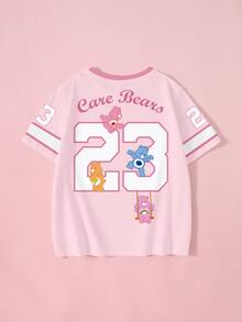 SHEIN X Care Bears 青少年女孩字母卡通印花圓領短袖T恤 - 白色 - 查看 2