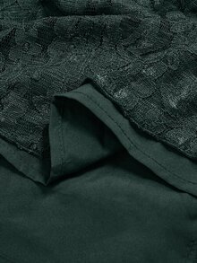 Medorina Women's French Lace Long Sleeve Vacation Dress - Dark Green - View 3