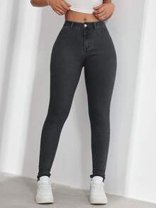 Flexra Plus Size Women's Casual Comfortable Light Blue Stretch Denim Jeans - Grey - View 9