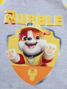 SHEIN | PAW Patrol Áo top mặc thường ngày phong cách casual in chữ và hoạt hình cho bé trai - Xanh và trắng - Xem 7