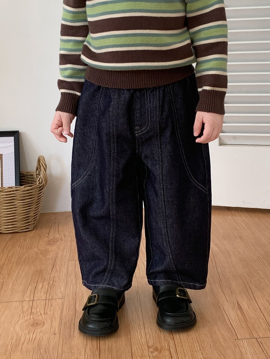 Dazy Kids Infant (Boy) Japanese Style Loose Patchwork Korean Version Casual Denim - Dark Wash - View 1
