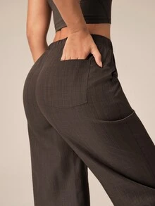 OutZeal Women Outdoor Pants Casual Work Soft Mid Waist Straight Leg Pants - Coffee Brown - View 8