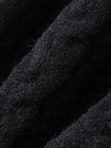 DAZY Women's Cable Knit High Neck Button Knit Top Streetwear - Black - View 9