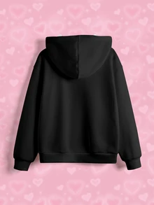 THE POWERPUFF GIRLS X SHEIN Áo nỉ hoodie tay dài in họa tiết hoạt hình phong cách thường ngày cho nữ - trắng - Xem 4
