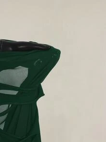 SHEIN ICON 大尺碼 Y2K 哥德風透明破洞性感細肩帶上衣 女款黑色透視網紗上衣 約會之夜 雞尾酒會 夏季 - 墨綠色 - 查看 10