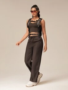 OutZeal Women Outdoor Pants Casual Work Soft Mid Waist Straight Leg Pants - Coffee Brown - View 2