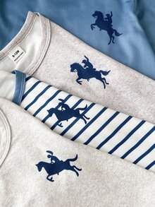 SHEIN Vintaside Kids 男嬰極簡圓領長袖上衣 4件組 - 彩色 - 查看 6