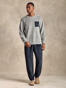 Manfinity Underwear&Sleepwear Basics Men's Casual Plush Loungewear Set - Multicolor - View 5