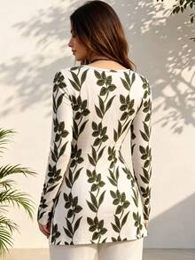 Breezaya Women's Vacation Travel Floral Print Long Sleeve Top - Multicolor - View 2