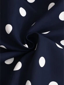 SHEIN 女童復古可愛日系風棕色波點連帽外套，秋季服飾，經典底色搭配滿版印花，寬鬆版型學生款 - 藏蓝色 - 查看 7