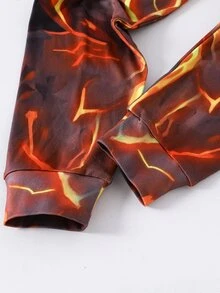 SHEIN 青少年男孩卡通印花長袖上衣與內搭褲居家休閒套裝 - 彩色 - 查看 3