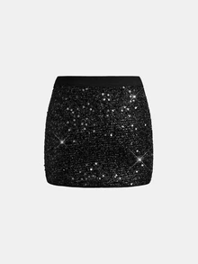 Tween Girls Black Sequin Mini Skirt, Versatile Elegant Glamorous For Holiday Party And Dance Kids - Black - View 3