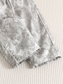 SHEIN 男嬰女嬰通用植物花卉迷彩圖案針織軟綿彈力腰長褲，秋冬百搭舒適 - 彩色 - 查看 5