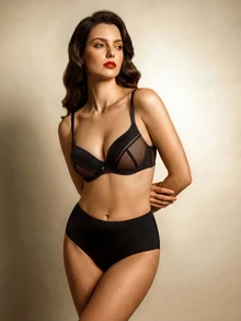 Allurica Bra Wanita Polos Kasual Sehari-hari dengan Tali Bahu Tipis - Hitam - View 2