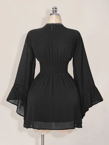 SHEIN ICON 女款度假風抓皺洋裝 - 深灰色 - 查看 2
