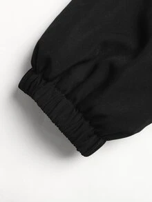 SHEIN 少女休閒愛心印花保暖內裡連帽派克夾克外套，秋冬返校季適用 - 黑色 - 查看 10