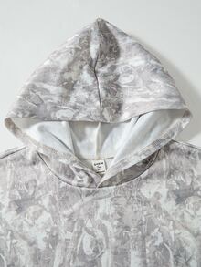 SHEIN 青少年男孩全印花連帽衛衣與運動長褲休閒日常套裝 - 彩色 - 查看 5