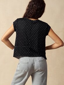 VARSIVA Women's Polka Dot Casual Daily Wear Sports T-Shirt - Black and White - View 5