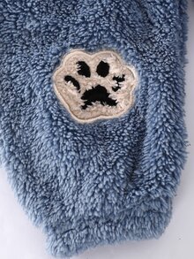 SHEIN 小男孩日韓風冬季卡通刺繡熊圖案圓領標準肩長袖上衣與長褲 2件組 柔軟舒適雙面珊瑚絨睡衣套裝 - 藍色 - 查看 7
