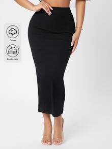 SHEIN VCAY Plus Size Women's Black Elegant Fitted Pencil Skirt - Black - View 1