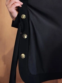 MOTF PREMIUM WOMEN'S METAL DECOR FASHION VERSATILE COMMUTE & TRAVEL BLAZER - Black - View 8