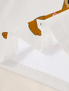 TOM & JERRY X SHEIN 新生兒字母卡通印花圓領短袖休閒T恤 - 白色 - 查看 5