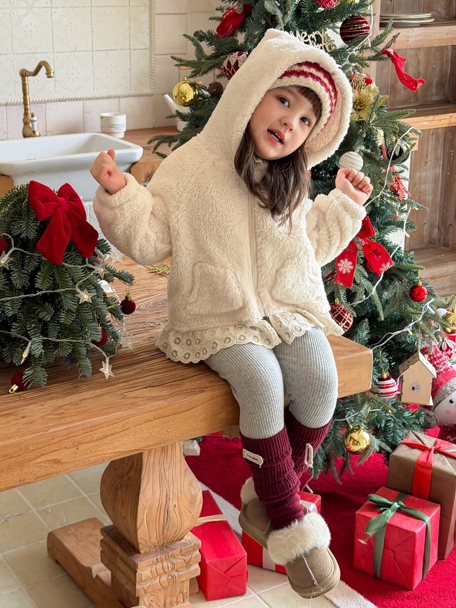 DAZY Baby Girl Casual Versatile Everyday Outing Hooded Jacket - Apricot - View 1