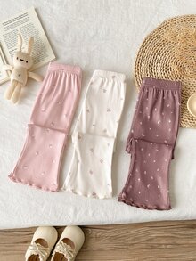 SHEIN Playful Pals 3pcs/Set Solid Color Long Pants For Baby Girls, Simple & Fashionable, Suitable For Outings, Spring/Autumn, Comfortable & - Multicolor - View 4