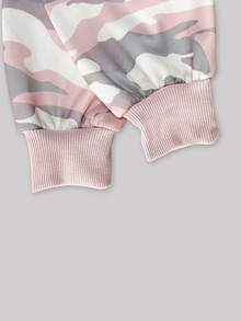 SHEIN x Carly Lawrence INAWLY 女款休閒迷彩印花連帽抽繩拉鍊運動衫 - 粉色 - 查看 4
