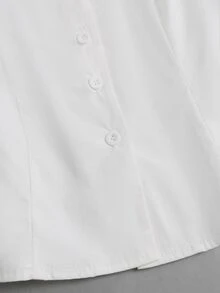 Sweetra Women's Vintage Spicy Style Fitted Long Sleeve Blouse With Cinched Waist And Flared Hem - White - View 5