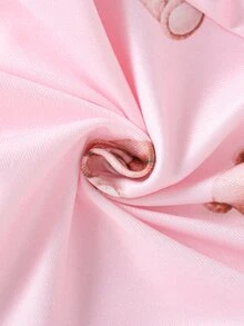 1件裝女嬰貼身連腳連身衣，可愛熊圖案滿版長袖拉鍊連身衣，柔軟親膚春秋居家穿著 - 白色 - 查看 7