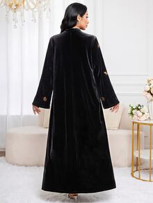 Al Najma Đầm phong cách Ả Rập đính sequin casual dự tiệc cho nữ size lớn - màu đen - Xem 2