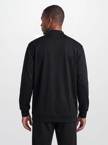 TekDrob Jaket Bomber Bahan Elastis dan Halus dengan Saku Samping dan Efek Menjaga Kehangatan - Hitam - View 3