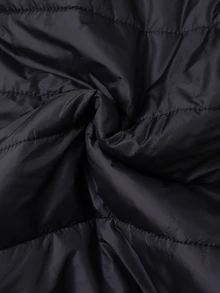 SHEIN 女童休閒時尚連帽絎縫夾克，拼接袖設計，寬鬆版型，舒適穿著，適合秋冬日常通勤、戶外玩耍、出遊、聚會及拍照 - 棕色 - 查看 5