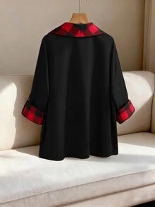 GlowEve CURVE 大尺碼女款休閒時尚復古格紋風衣外套長袖 - 彩色 - 查看 2