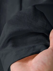 Rusticease 休閒優雅女款純色翻領長袖夾克與細肩帶洋裝兩件套，米白色與綠色，秋季辦公穿搭 - 黑色 - 查看 7