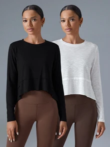 VARSIVA 2PCS Women Sports Tees & Tanks - Black and White - View 5