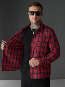 SLATEMANN 男士格紋長袖單排扣休閒襯衫 - 彩色 - 查看 6