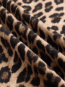 Omancia Women's New Autumn/Winter Velvet Leopard Print 2 Pieces Set - Coffee Brown - View 8