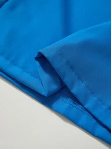 TaskEZ Royal Blue Long Sleeve V-Neck Hooded Dual Pocket Convenient Comfortable Minimalist Women's Scrub Uniform Hoodie Top - Blue - View 7